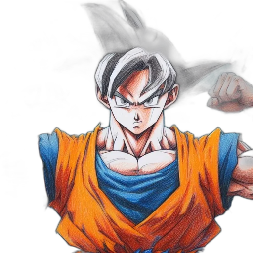 concept art, comic book art, anime, watercolor, goku, dragon, ball, character transparent PNG cut-out