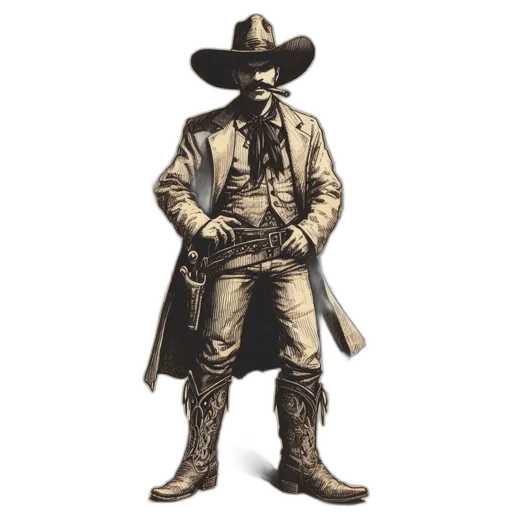 jacket, staff, hat, animal, concept art, photorealistic, cowboy, stands transparent PNG cut-out