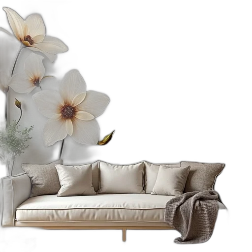 furniture, flower, photorealistic, 3d render transparent PNG cut-out