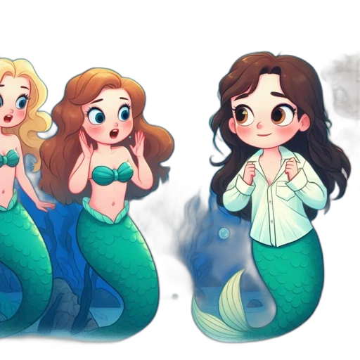 pixel art, concept art, watercolor, fantasy art, underwater, scene, features, three transparent PNG cut-out