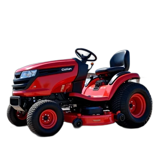 red, lawn, tractor, black, seat, control, panel, front transparent PNG cut-out
