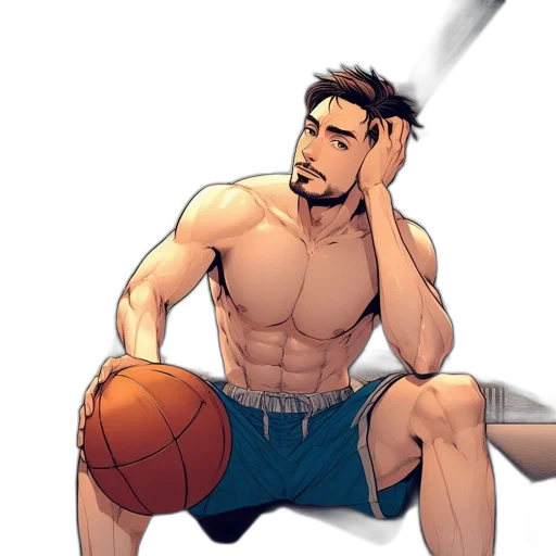 cartoon, comic book art, anime, concept art, muscular, man, casual, clothes transparent PNG cut-out