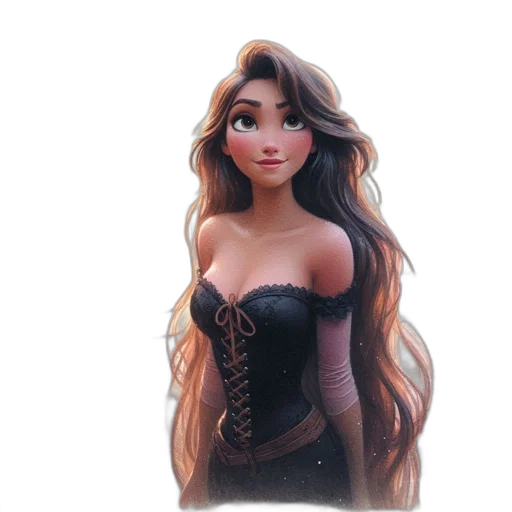 dress, hair, face, crown, fantasy art, concept art, 3d render, cartoon transparent PNG cut-out