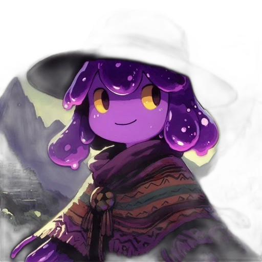 hat, staff, mask, creature, fantasy art, concept art, anime, watercolor transparent PNG cut-out
