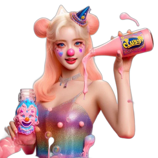 bottle, food, creature, animal, vaporwave, concept art, fantasy art, 3d render transparent PNG cut-out