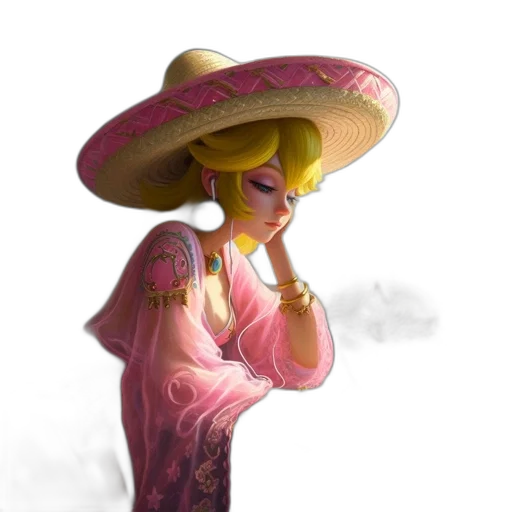 hat, dress, staff, mask, concept art, fantasy art, watercolor, pixel art transparent PNG cut-out