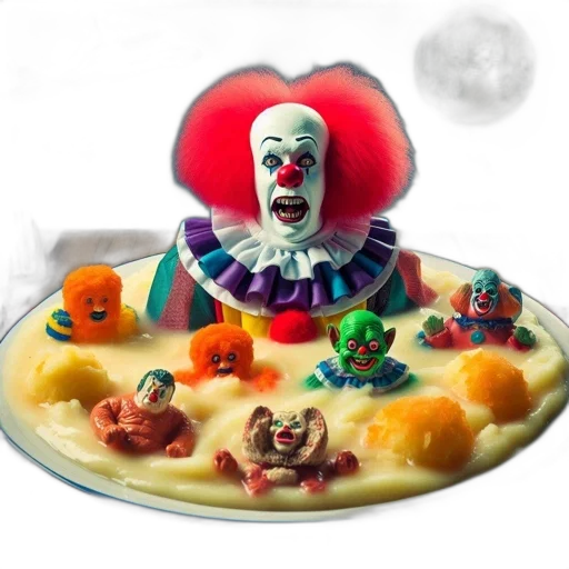 food, crown, creature, mask, 3d render, concept art, clown, figure transparent PNG cut-out