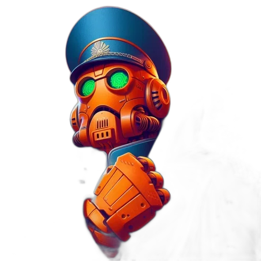 robot, mask, face, weapon, concept art, 3d render, pixel art, fantasy art transparent PNG cut-out