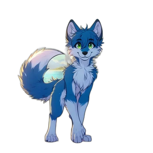 staff, animal, creature, concept art, fantasy art, pixel art, anime, blue transparent PNG cut-out