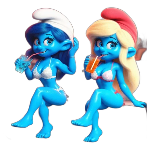 concept art, 3d render, fantasy art, pixel art, blue, two, smurf-like, animated transparent PNG cut-out