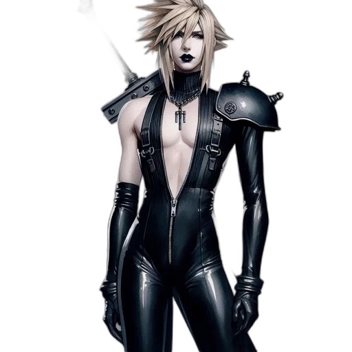 weapon, concept art, cyberpunk, fantasy art, 3d render, dark, monochrome, anime-styled transparent PNG cut-out
