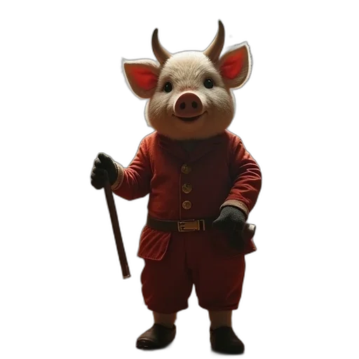 staff, animal, creature, mask, 3d render, concept art, pigman, show transparent PNG cut-out
