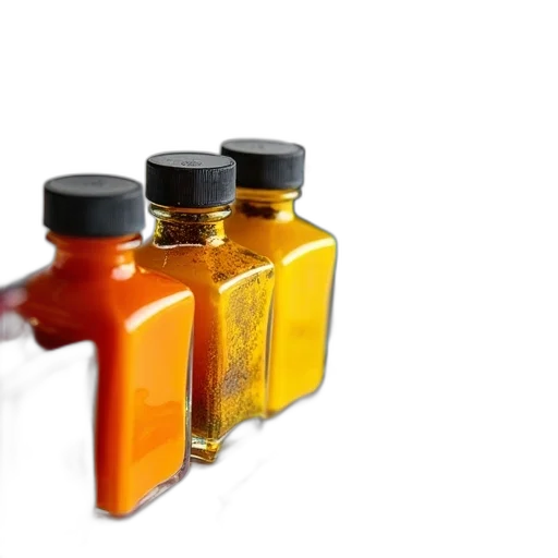 bottle, food, 3d render, row, ink, bottles, yellow, blue transparent PNG cut-out