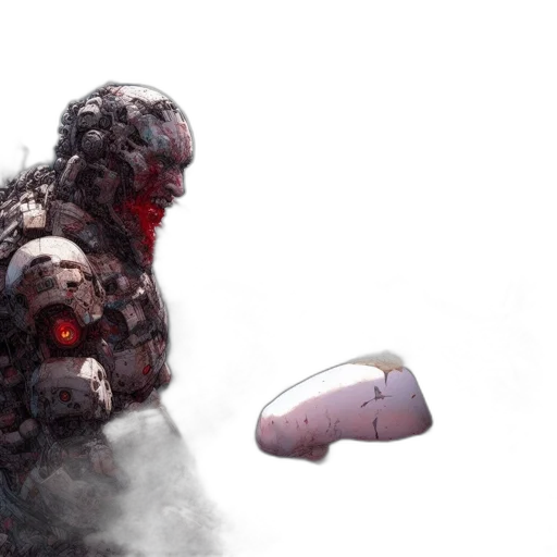 robot, weapon, mask, creature, concept art, 3d render, cyberpunk, fantasy art transparent PNG cut-out