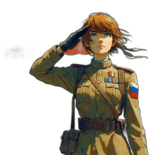 jacket, staff, weapon, face, concept art, anime, pixel art, oil painting transparent PNG cut-out