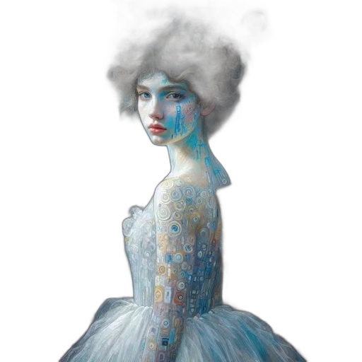 dress, crown, face, mask, fantasy art, concept art, watercolor, photorealistic transparent PNG cut-out