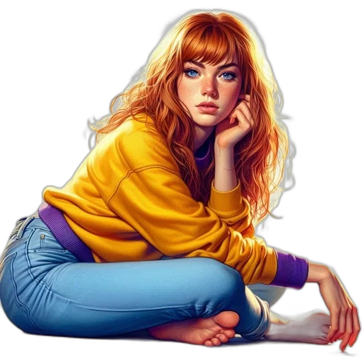 jacket, face, jewelry, comic book art, photorealistic, fantasy art, concept art, neon lights transparent PNG cut-out