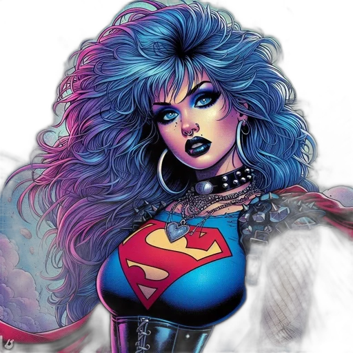 comic book art, concept art, fantasy art, edgy, superman-inspired, woman, donning, chainmail transparent PNG cut-out