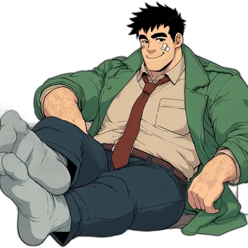jacket, cartoon, concept art, anime, comic book art, green, earth tones, monochrome transparent PNG cut-out