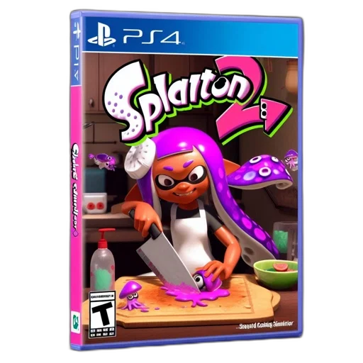 concept art, 3d render, ps4, splatoon, female, protagonist, kitchen, wielding transparent PNG cut-out