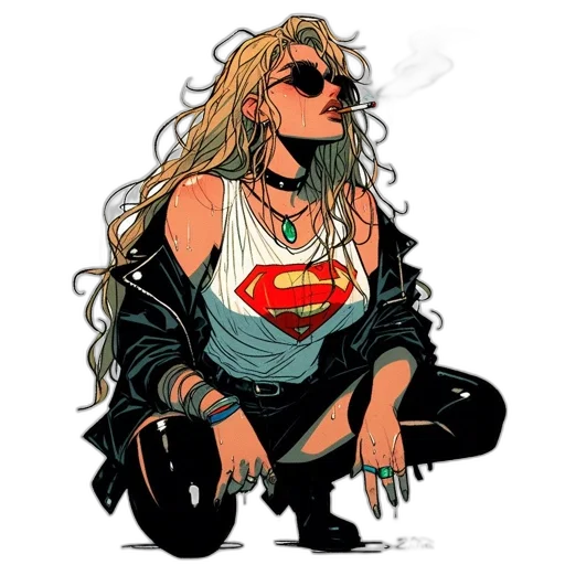 comic book art, concept art, cartoon, cyberpunk, animated, female, character, sporting transparent PNG cut-out