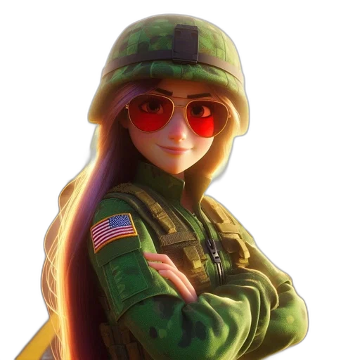 jacket, weapon, hat, face, concept art, anime, cartoon, 3d render transparent PNG cut-out