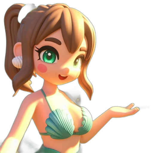 dress, staff, 3d render, concept art, anime, cartoon, beach, underwater transparent PNG cut-out