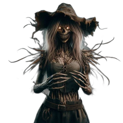 mask, creature, staff, dress, concept art, fantasy art, 3d render, photorealistic transparent PNG cut-out