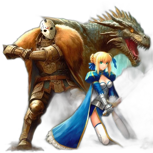 dragon, sword, weapon, animal, fantasy art, concept art, pixel art, anime transparent PNG cut-out