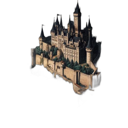 crown, building, jewelry, 3d render, pixel art, concept art, fantasy art, majestic transparent PNG cut-out