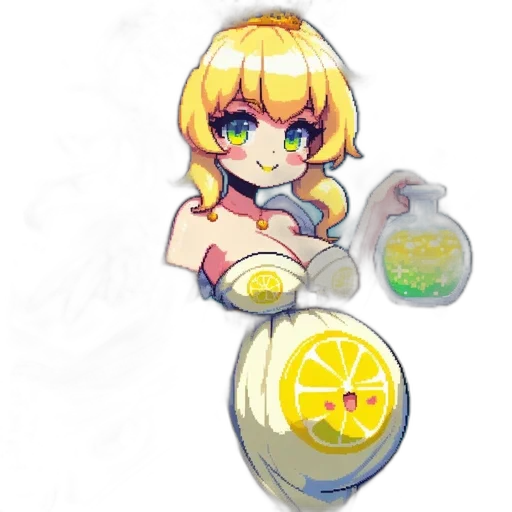 pixel art, concept art, anime, cartoon, monochrome, neon, blonde-haired, female transparent PNG cut-out