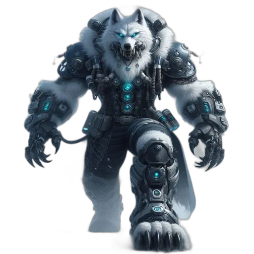 creature, animal, robot, staff, concept art, 3d render, fantasy art, comic book art transparent PNG cut-out