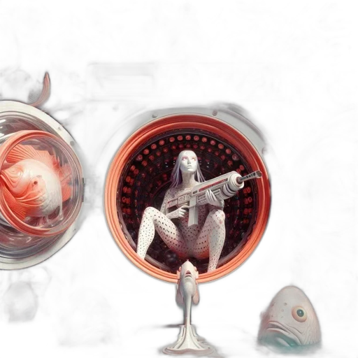 robot, concept art, 3d render, fantasy art, photorealistic, outer space, underwater, woman transparent PNG cut-out