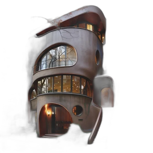 building, furniture, concept art, 3d render, photorealistic, fantasy art, unique, wavy transparent PNG cut-out