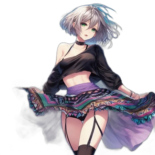 dress, umbrella, jacket, concept art, anime, fantasy art, cyberpunk, blue transparent PNG cut-out