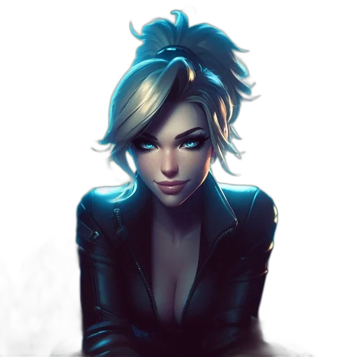 jacket, face, staff, concept art, cyberpunk, fantasy art, comic book art, neon lights transparent PNG cut-out