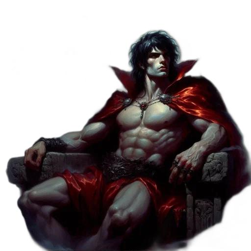 sword, fantasy art, concept art, comic book art, photorealistic, red, muscular, man transparent PNG cut-out