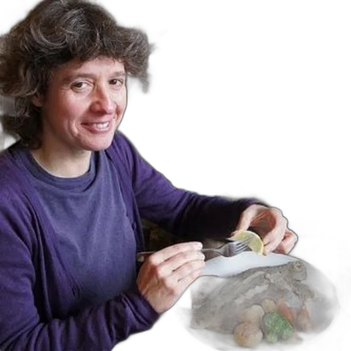 food, face, photorealistic, person, purple, shirt, enjoys, meal transparent PNG cut-out