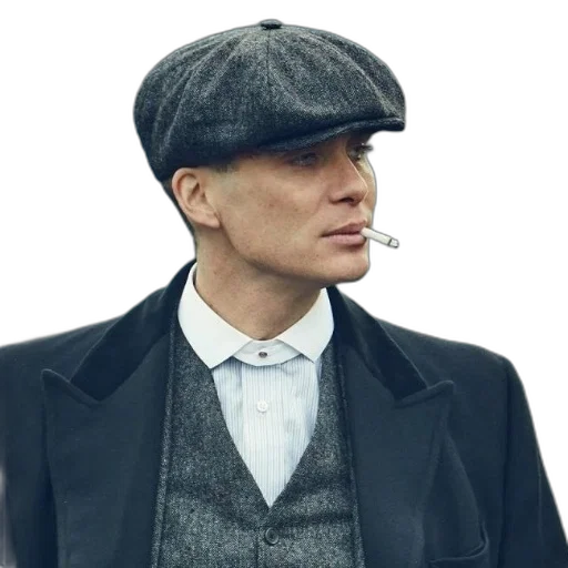 hat, jacket, man, vintage-style, suit, flat, cap, cigarette transparent PNG cut-out