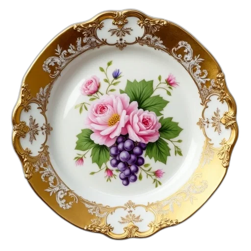 jewelry, crown, food, flower, pastel, gold-colored, ceramic, plate transparent PNG cut-out