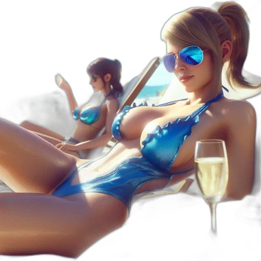 concept art, photorealistic, 3d render, fantasy art, beach, blue, pastel, two transparent PNG cut-out