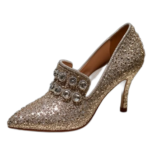 shoes, jewelry, metallic, slipper, manoloni, which, boasts, two transparent PNG cut-out