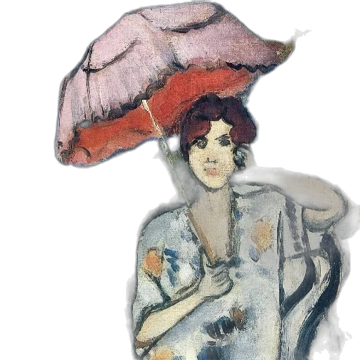 umbrella, hat, dress, watercolor, oil painting, photorealistic, concept art, rain transparent PNG cut-out