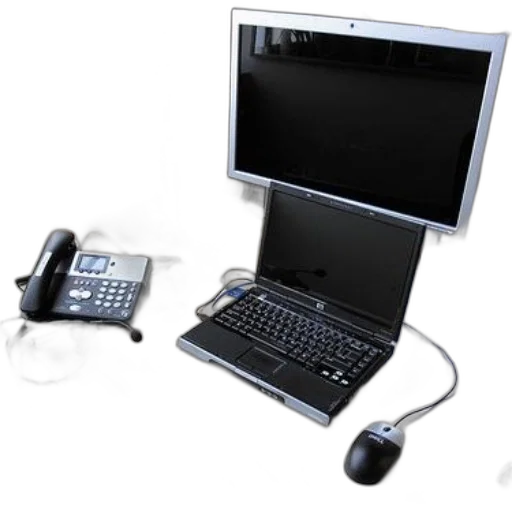 staff, 3d render, workspace, laptop, monitor, phone, mouse, desk transparent PNG cut-out