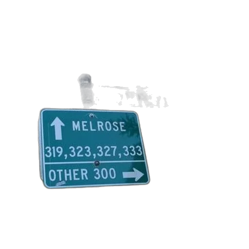 3d render, street, sign, word, melrose transparent PNG cut-out