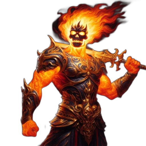 staff, mask, concept art, fantasy art, pixel art, fire, armored, figure transparent PNG cut-out