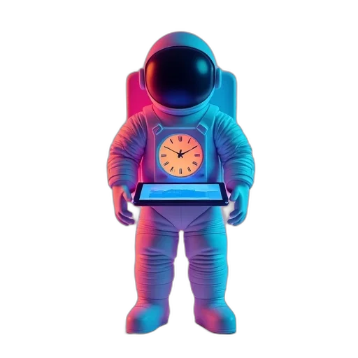 robot, jacket, staff, 3d render, concept art, outer space, stylized, astronaut transparent PNG cut-out