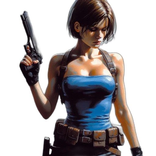 weapon, comic book art, concept art, pixel art, photorealistic, blue, woman, urban transparent PNG cut-out