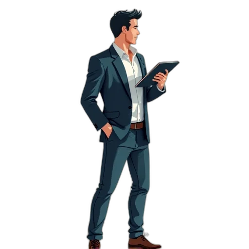 jacket, staff, concept art, 3d render, cartoon, pixel art, man, set transparent PNG cut-out