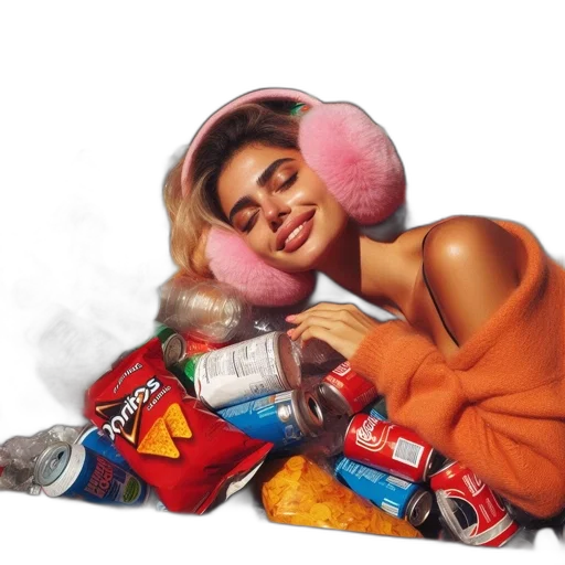 food, hat, jacket, face, photorealistic, vaporwave, concept art, oil painting transparent PNG cut-out